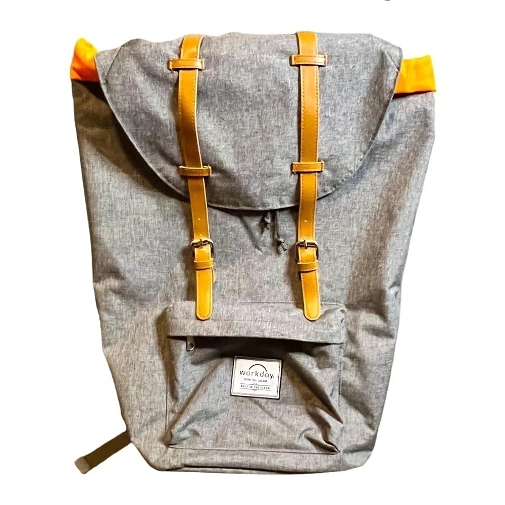Workday Computer Work Backpack Gray Orange